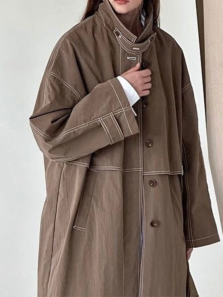 Vintage Stand Collar Trench Coat