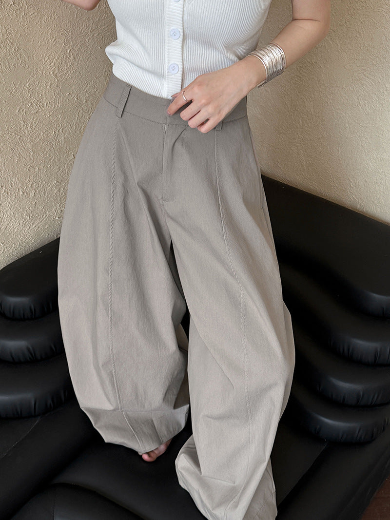 Retro Three-Dimensional Tailoring Workwear Wide-Leg Pants