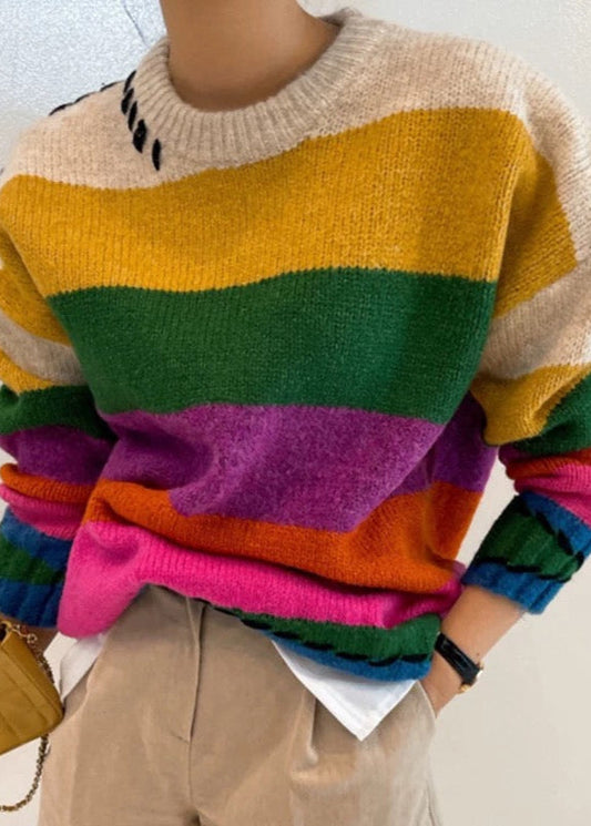 Retro Colorful Striped Sweater