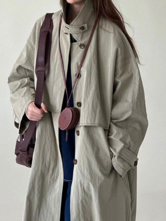 Vintage Stand Collar Trench Coat
