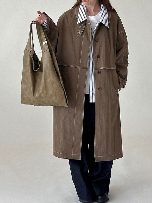 Vintage Stand Collar Trench Coat