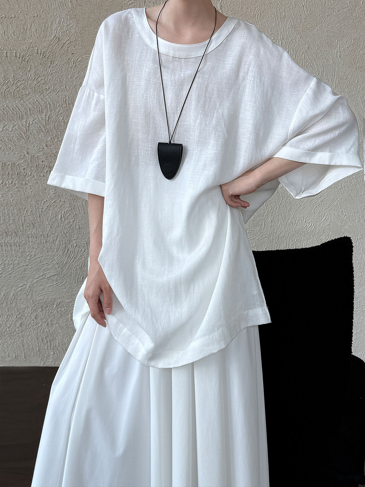 Loose Round Neck With Back Ties Blouse