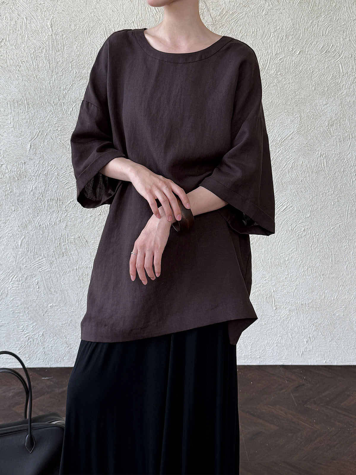 Loose Round Neck With Back Ties Blouse