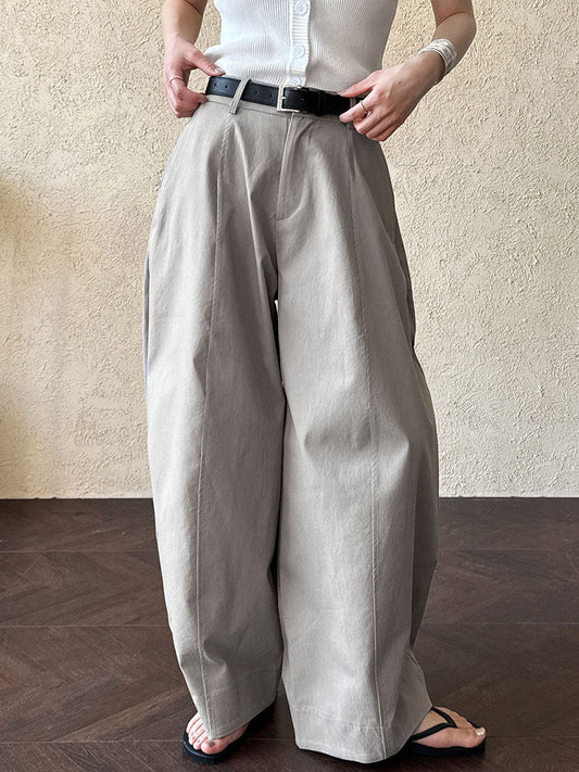 Retro Three-Dimensional Tailoring Workwear Wide-Leg Pants