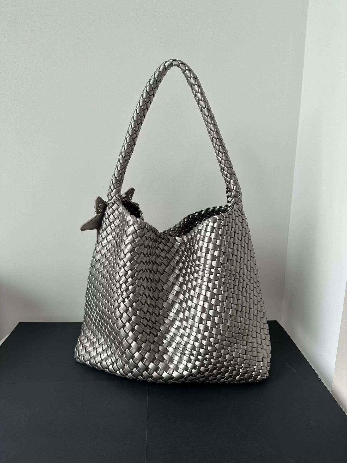 Hand-Woven Champagne Tote Bag