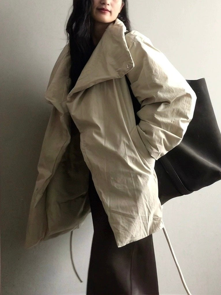 Waist-Hugging Stand-up Collar Thickened Puffer Jacket