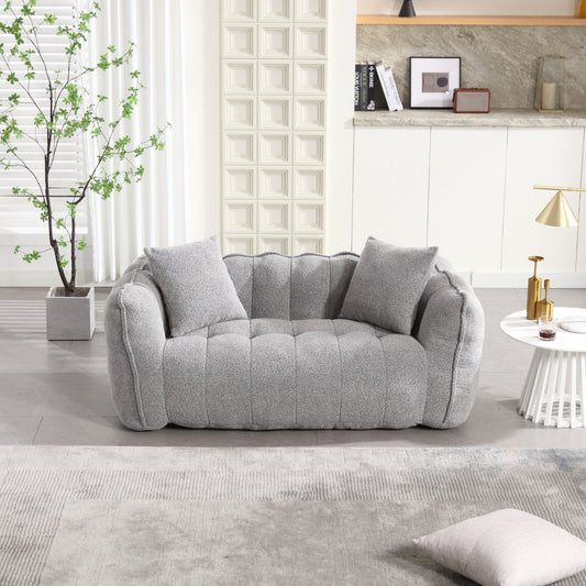 Cozy Beanbag Chair with High Resilience Foam Core for Two - Grey Chenille