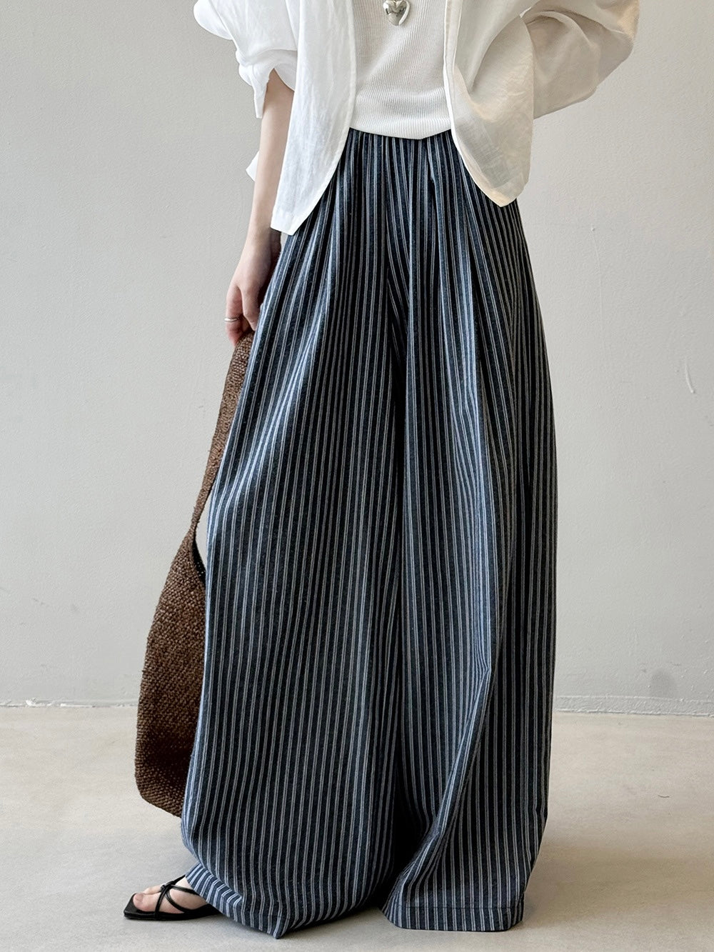 Striped Straight High Waist Wide Leg Pants