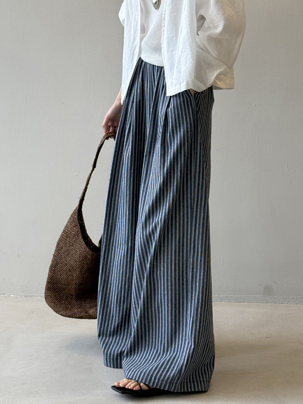 Striped Straight High Waist Wide Leg Pants