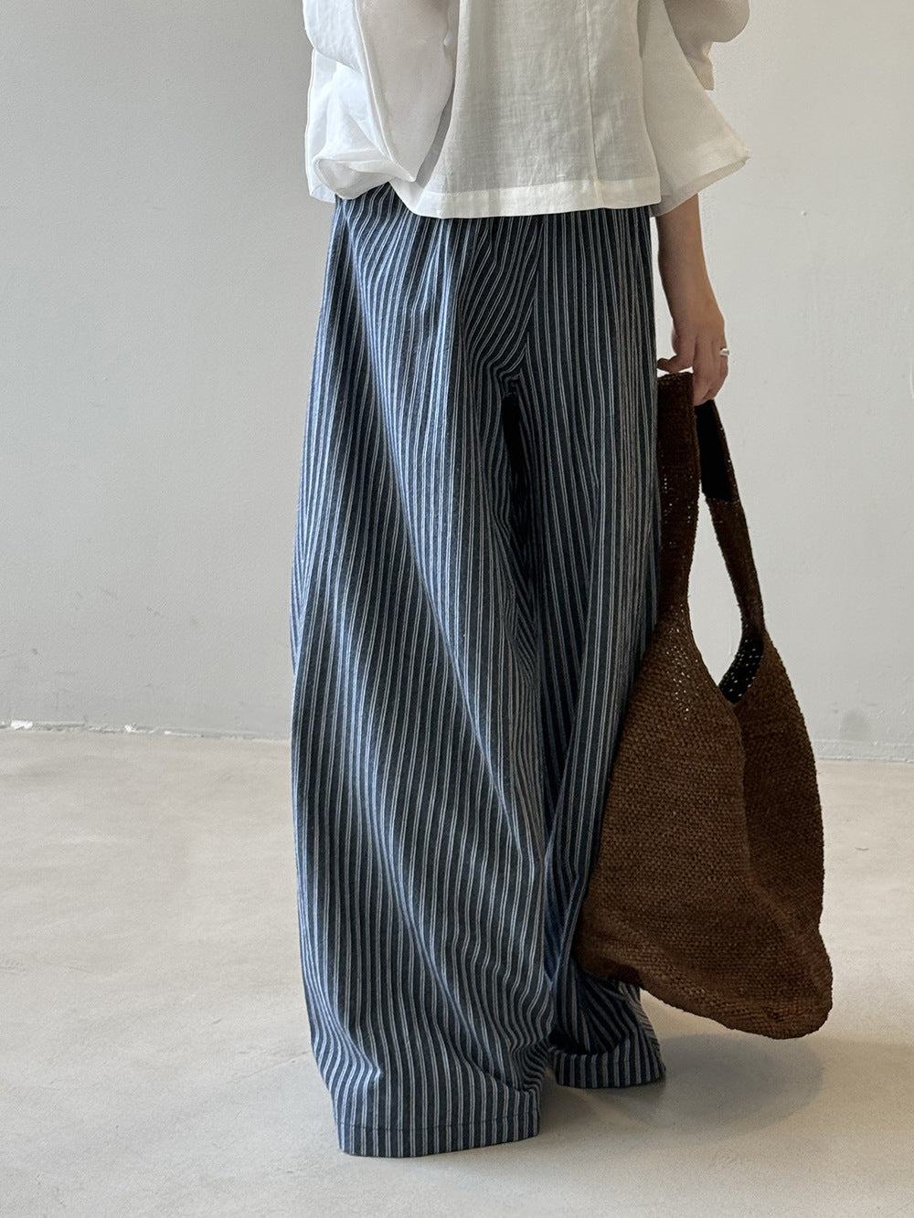 Striped Straight High Waist Wide Leg Pants