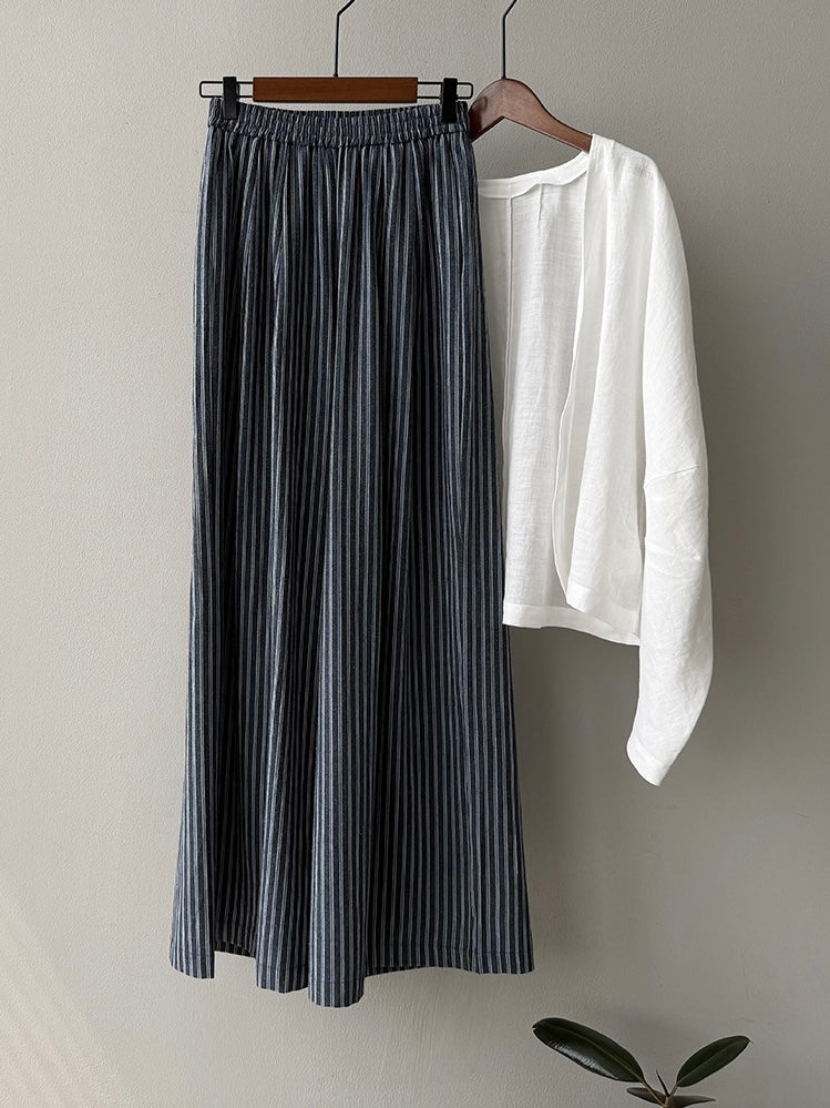 Striped Straight High Waist Wide Leg Pants