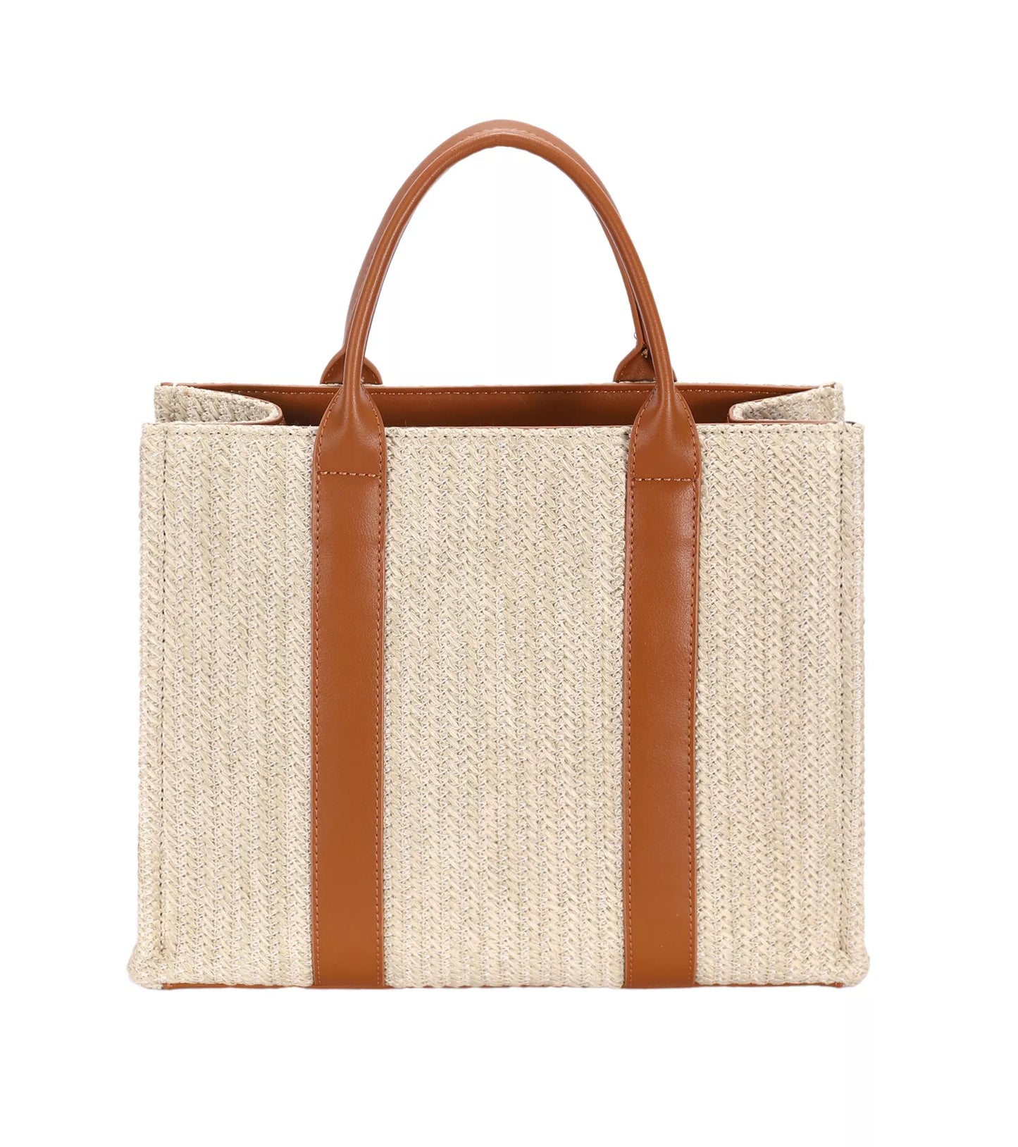 David Jones Square Woven Tote Handbag