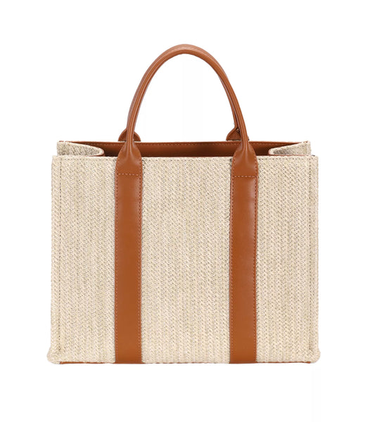 David Jones Square Woven Tote Handbag