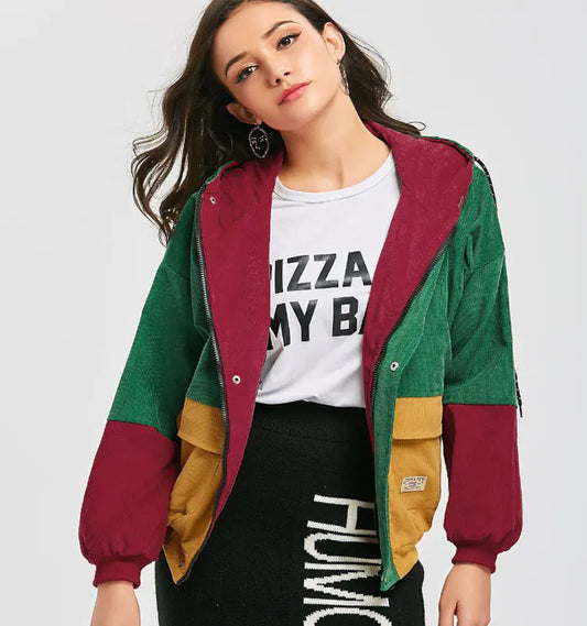Oversized Corduroy Patchwork Jackets for Women
