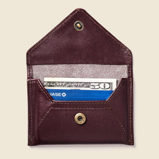 Mini Envelope Wallet With RFID protection - Burgundy