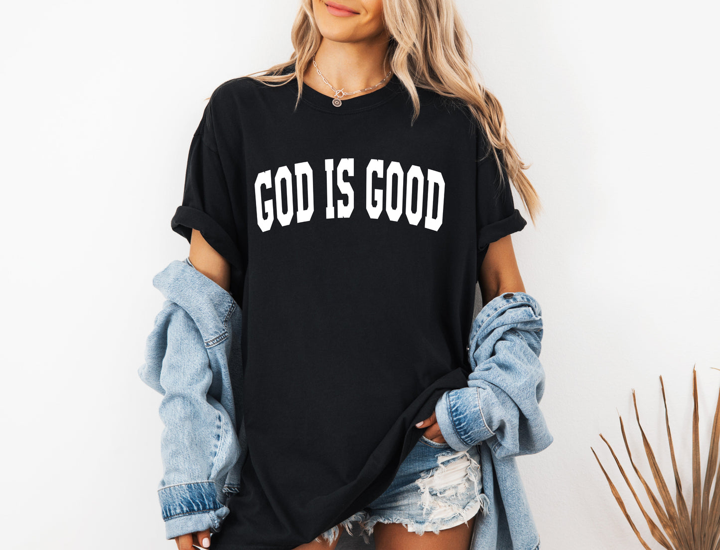 God is good Christian Comfort Colors Garment Dyed T Shirt (high school font)