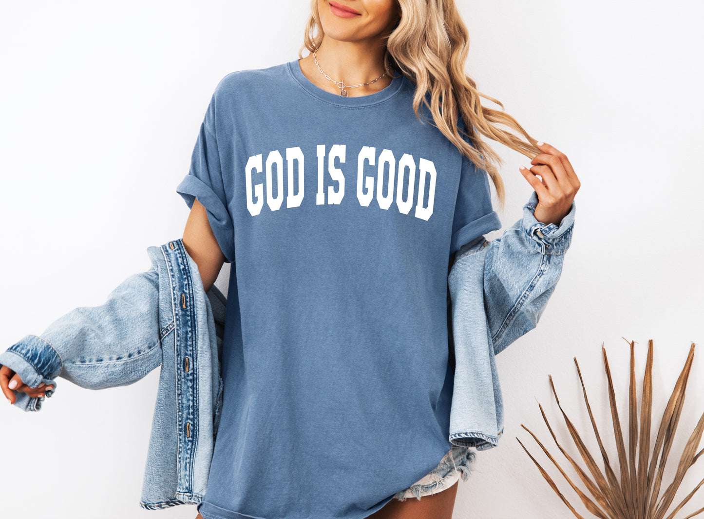 God is good Christian Comfort Colors Garment Dyed T Shirt (high school font)