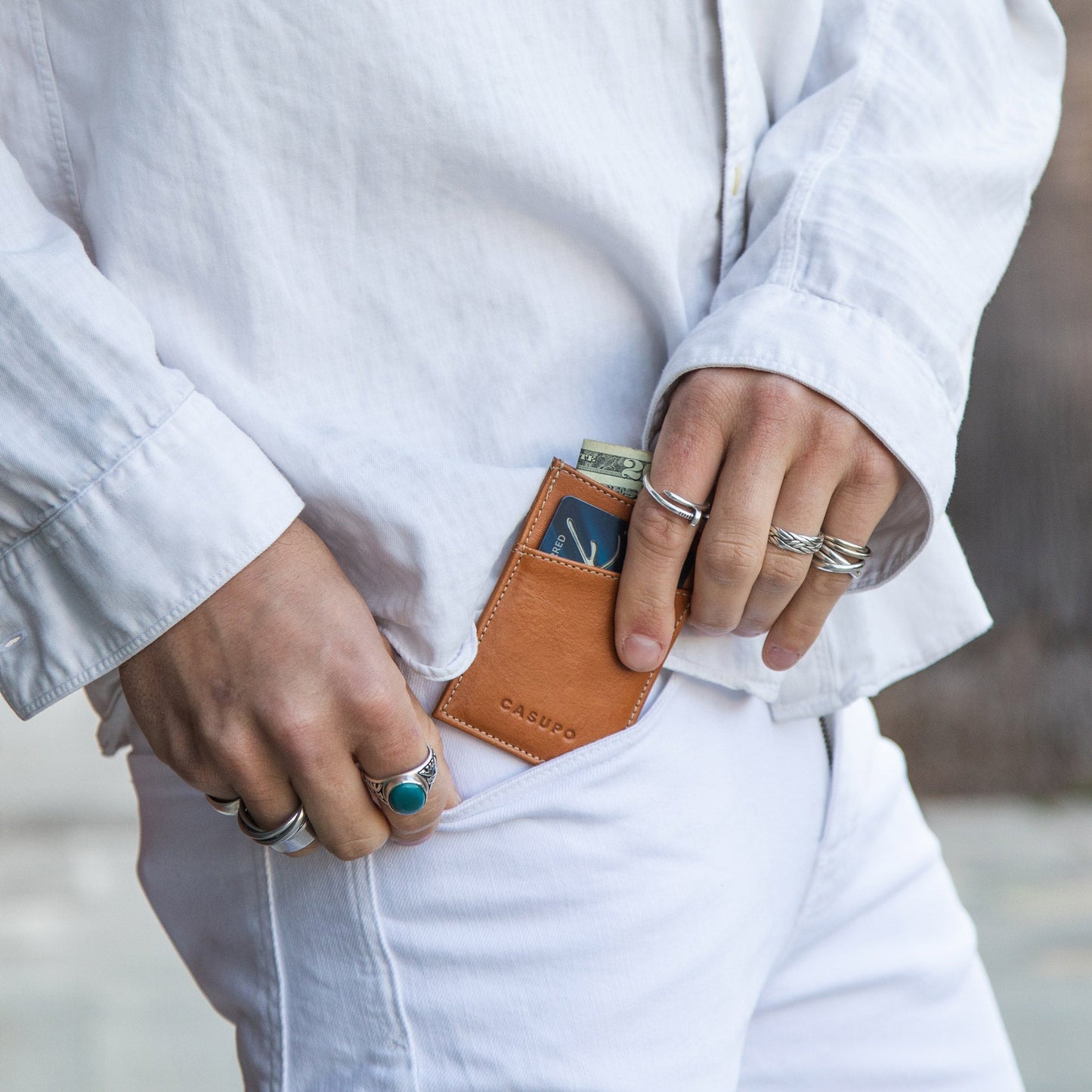 Minimalist Wallet with RFID protection - Natural