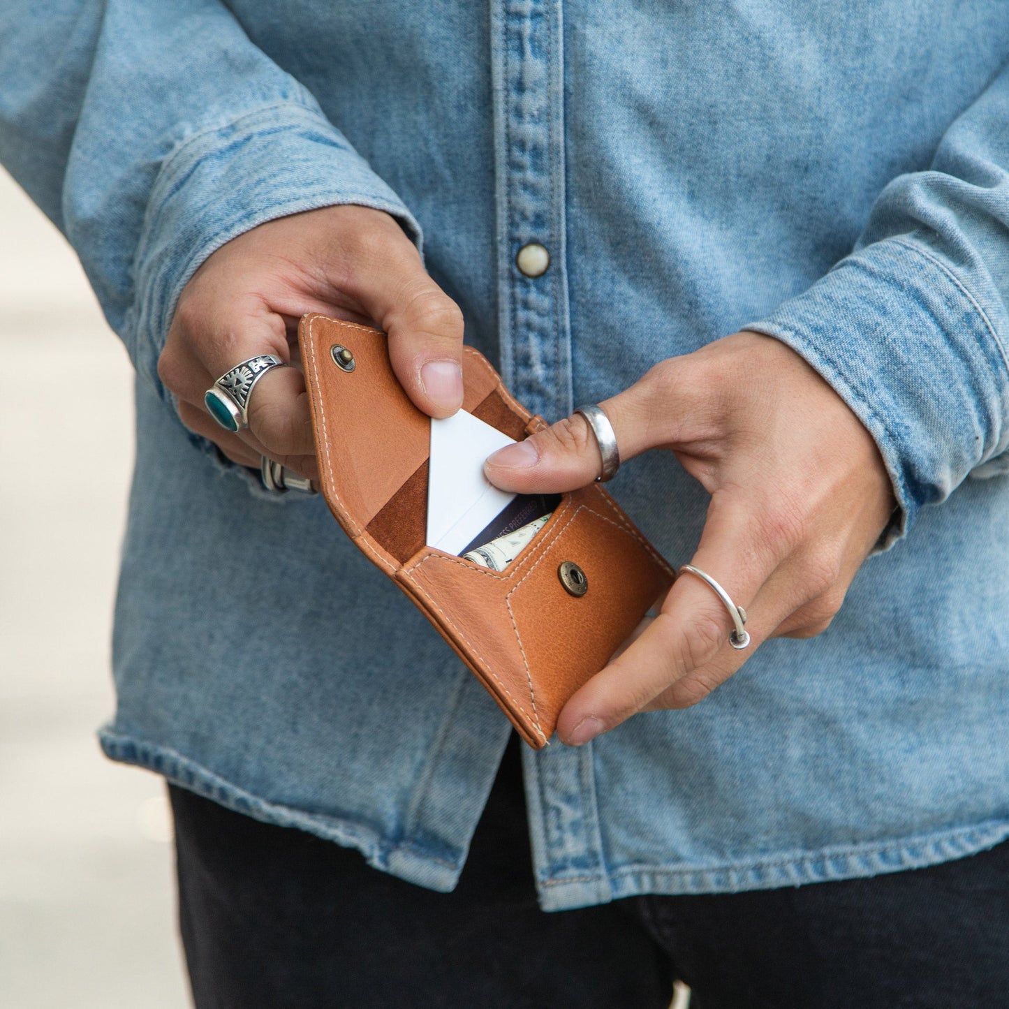 Mini Envelope Wallet with RFID Protection - Natural