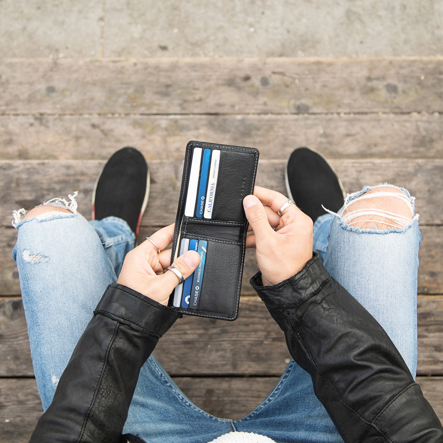 Large Billfold Wallet with RFID protection - Black