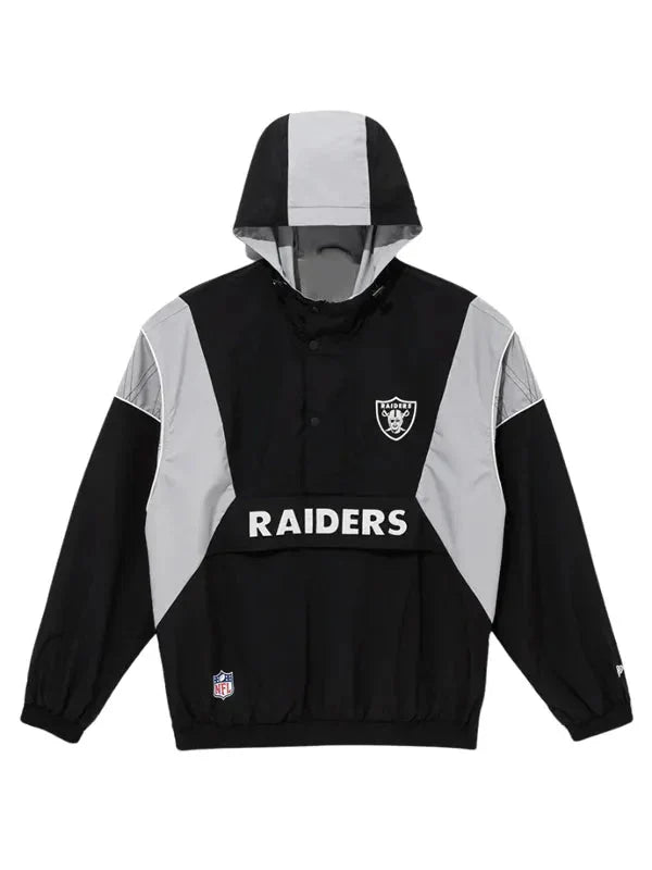 NFL Las Vegas Raiders Windbreaker Black Anorak Jacket