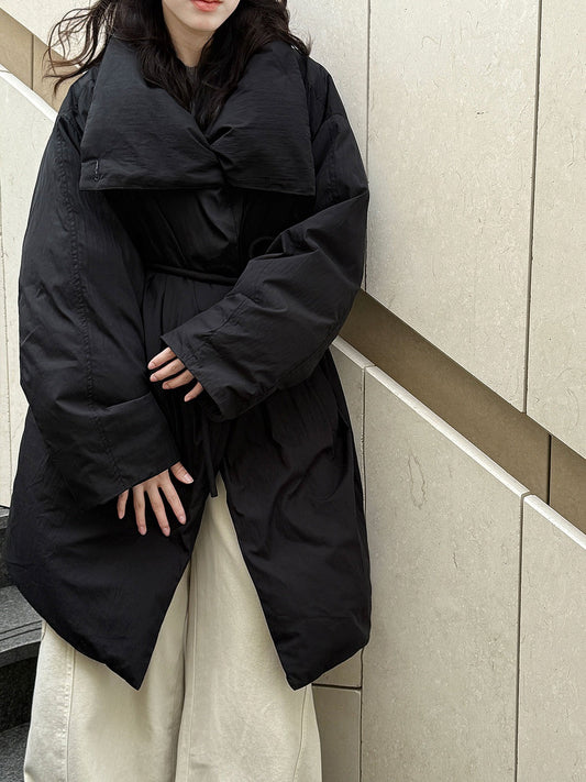 White Duck Down Stand Collar Warm Long Jacket