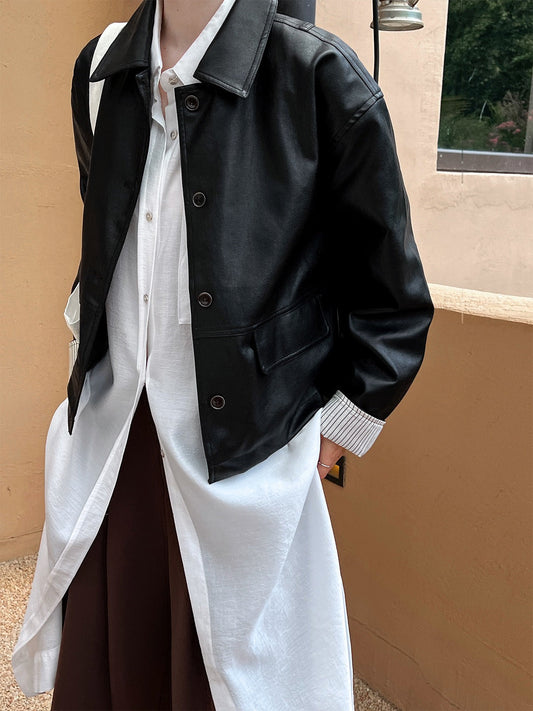 Retro PU Leather High-end Motorcycle Jacket