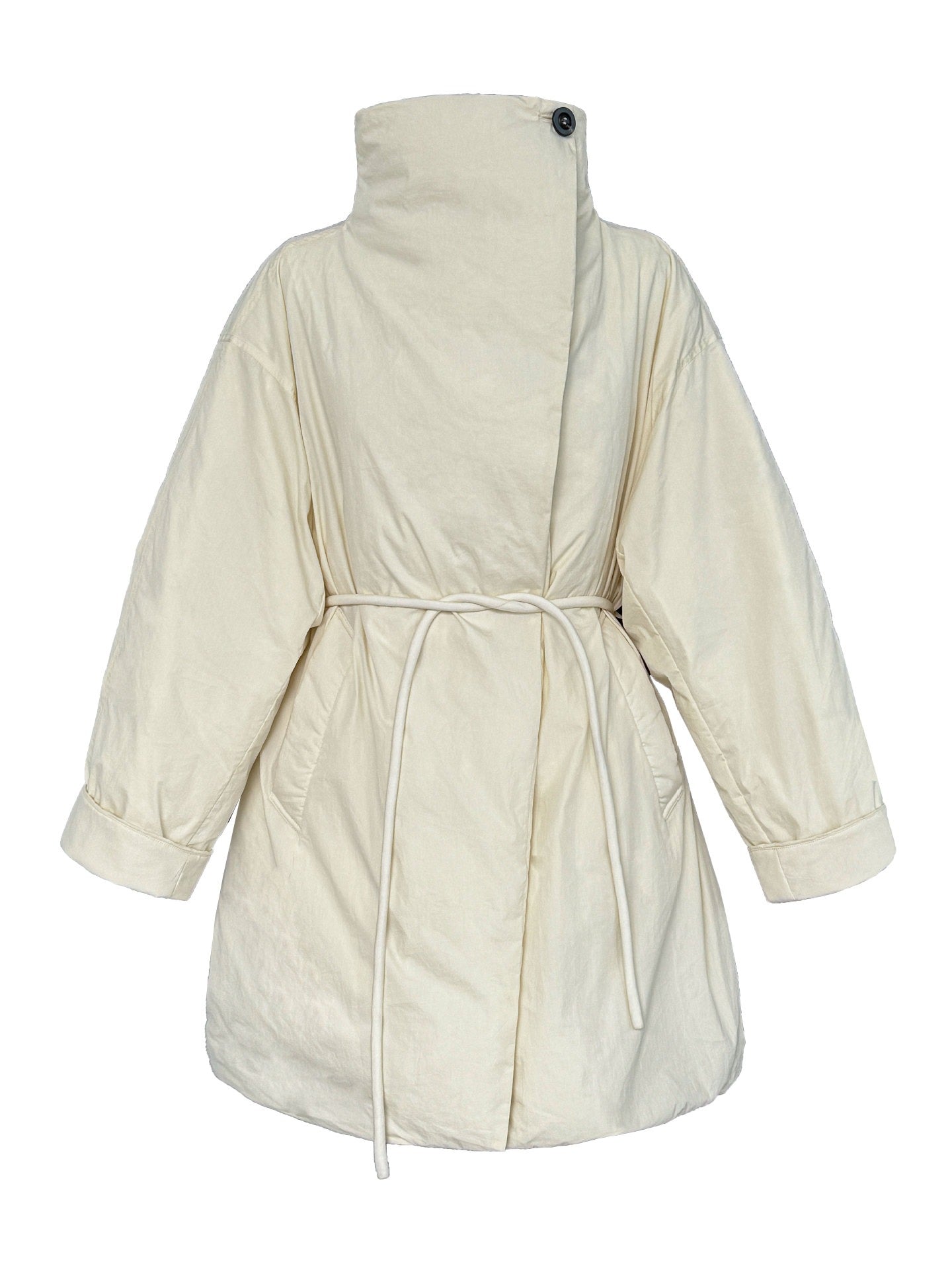 White Duck Down Stand Collar Warm Long Jacket