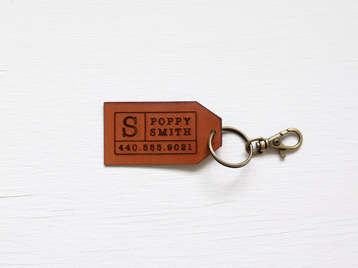 Custom Leather Tag Keychain • Modern Luggage Tag