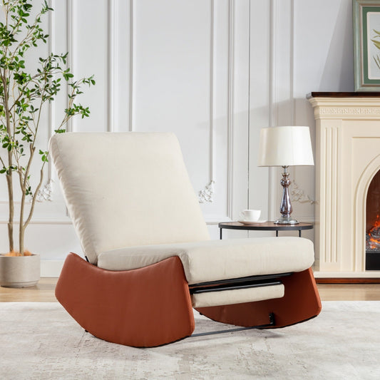 Modern Orange Upholstered Rocking Chair