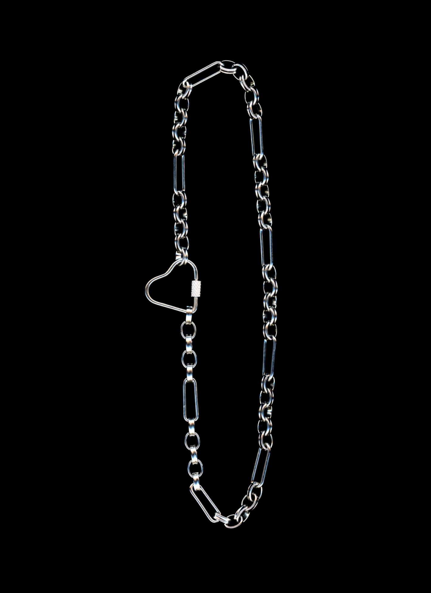 heavy metal lover - heart carabiner necklace