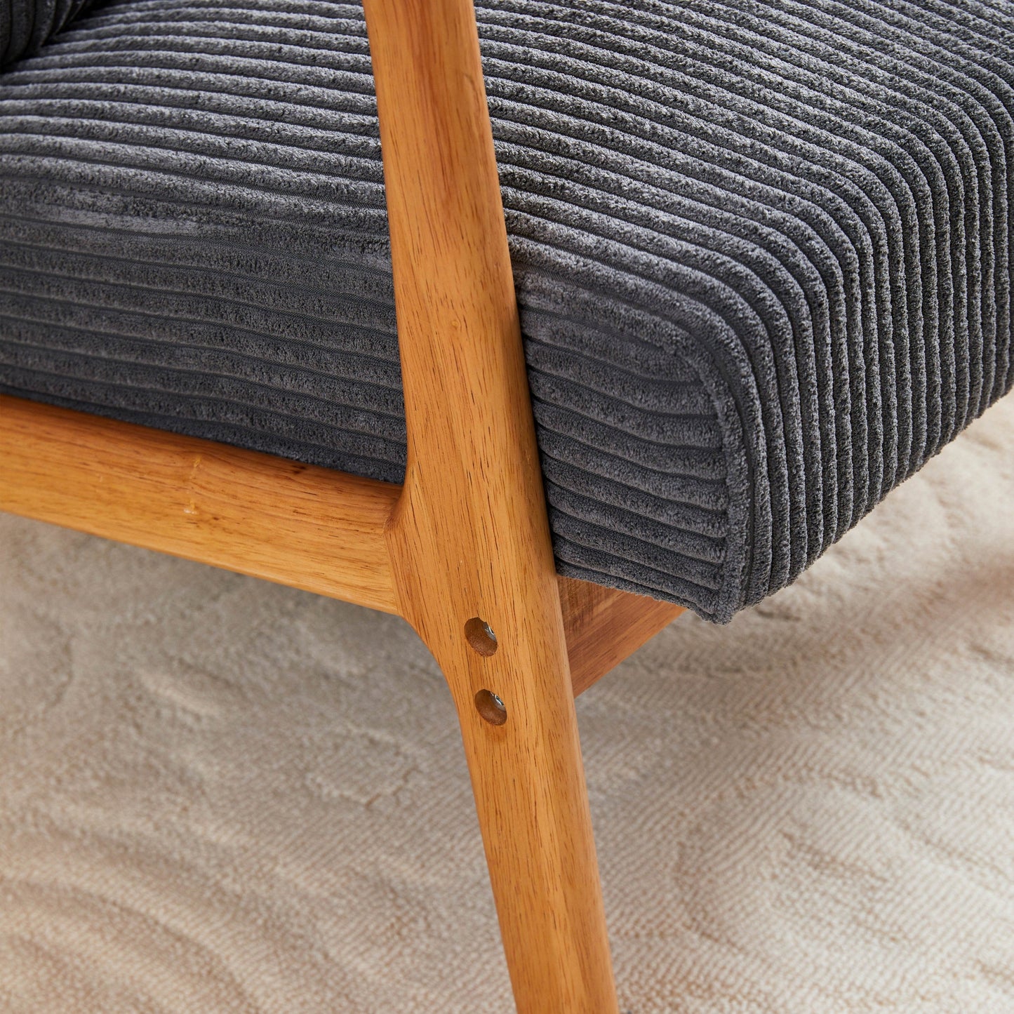 Mid-Century Modern Accent Chair with Pillow Upholstered in Antique Dark Grey Polyester and Solid Wood Frame(Antique Dark Grey)