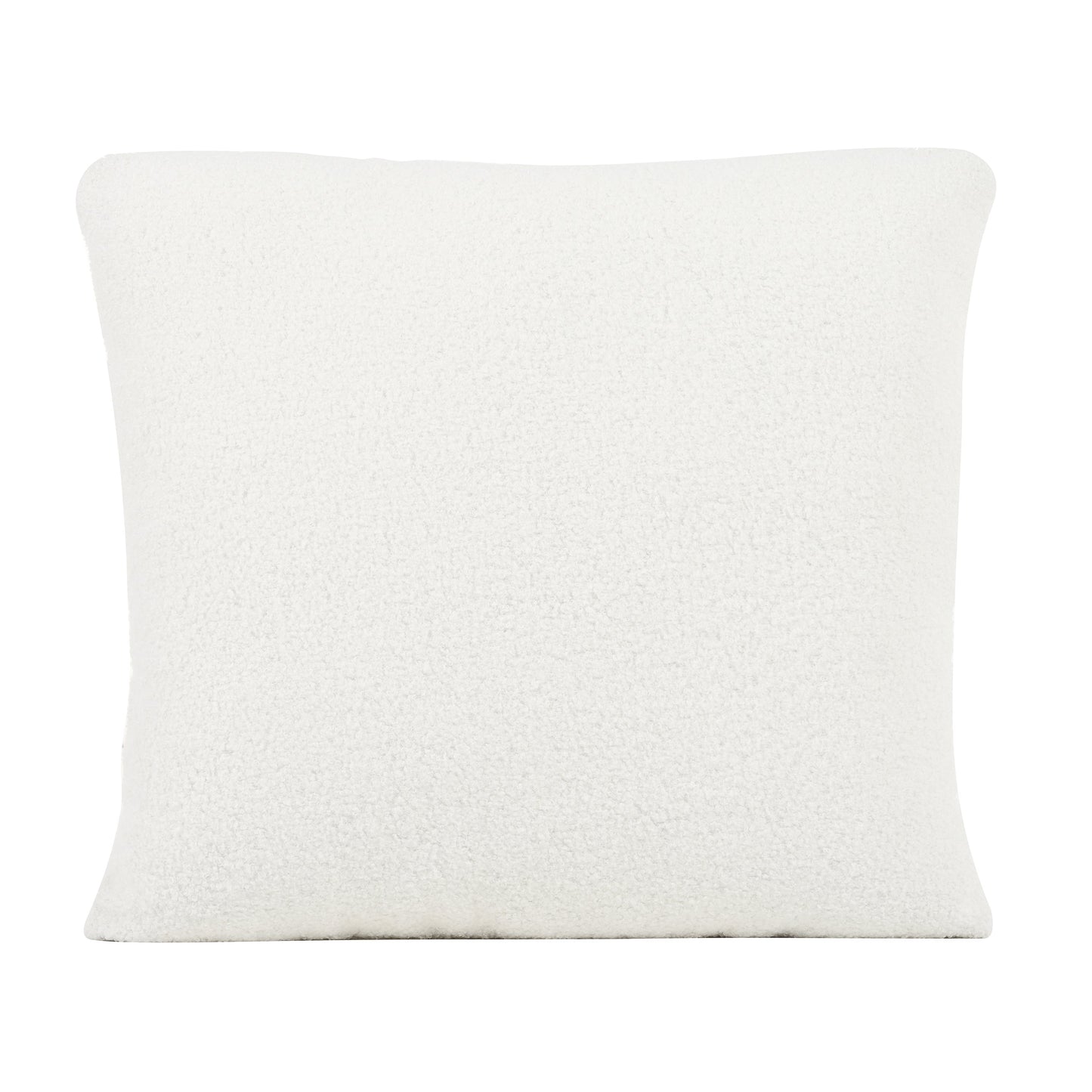 Modern Teddy Fabric Accent Chair - Mid-Century Upholstered Armchair with Pillow and Wood Legs for Living Room, Bedroom, or Reception Room - White