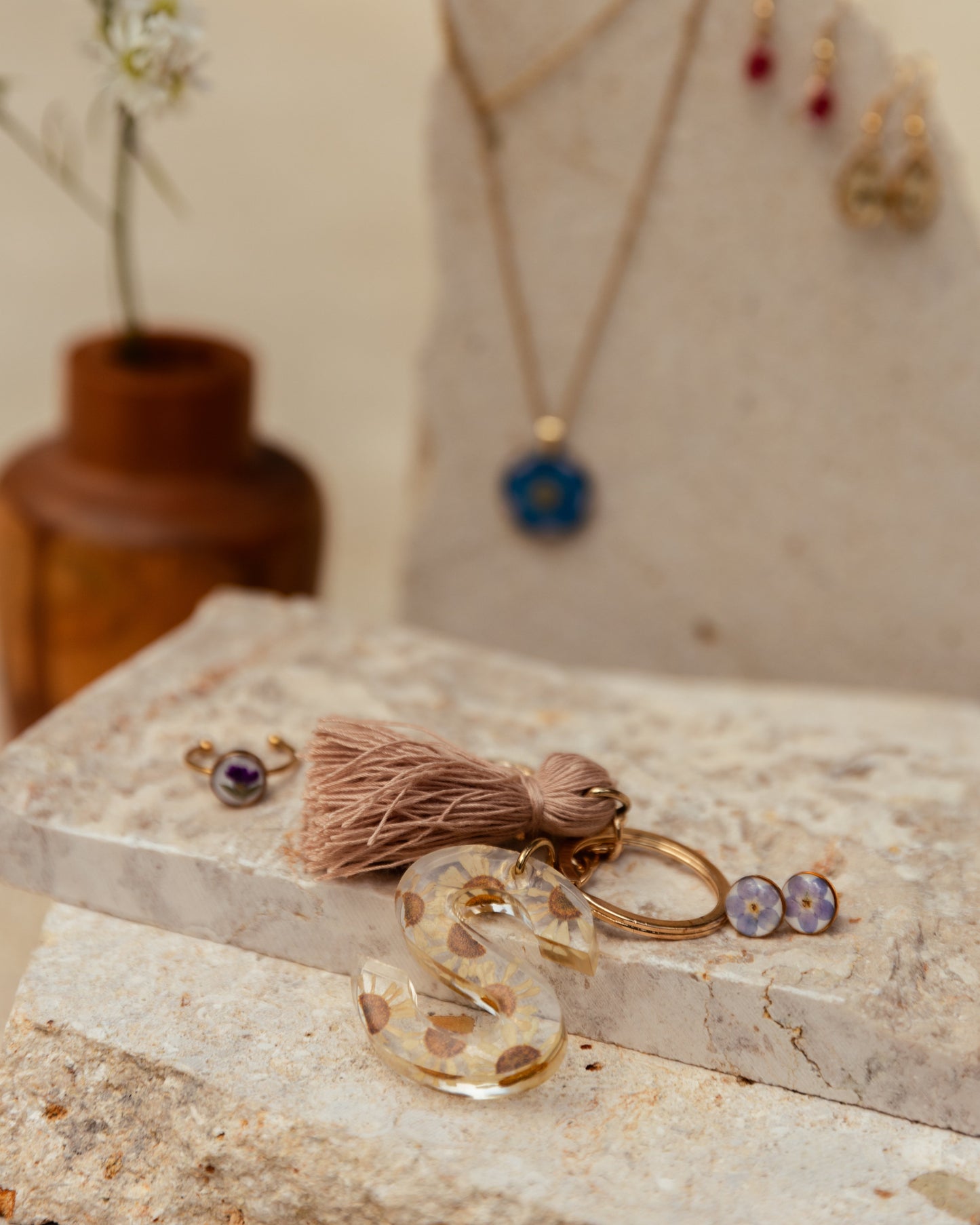 Wildflower Letter Keychain